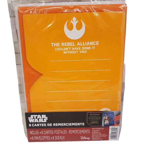 Disney Star Wars Thank You Cards Envelopes Star Wars Stickers 8 Pack Thank You - Picture 4 of 6